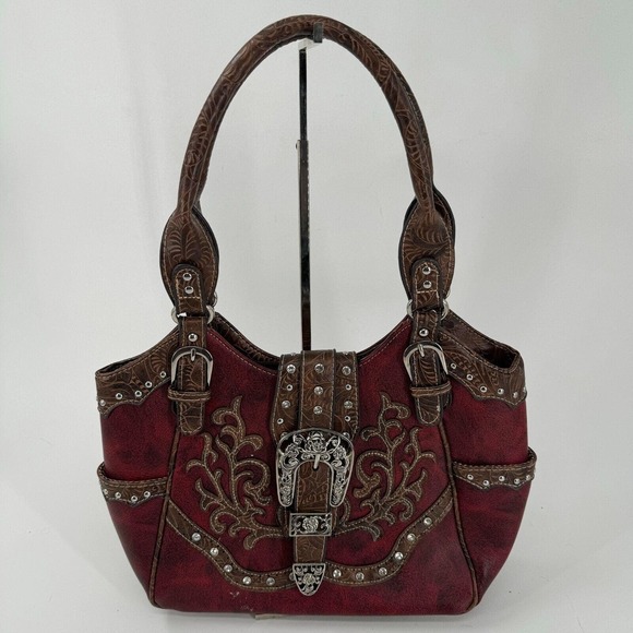 Zelris Handbags - Zelris WOMENS American Albino Western Red Brown Leather Conceal Carry Tote Bag